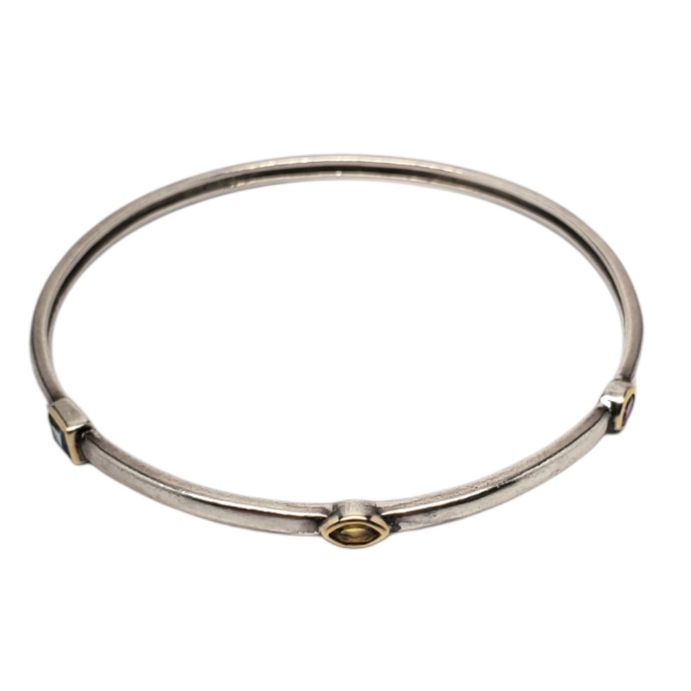 Alwand Vahan Sterling Silver & 14k Bezel Set Gemstone Bracelet #20671